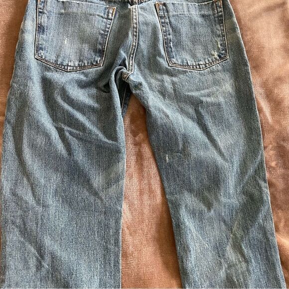 4 Stroke Denim Men's Blue Distressed Jeans Button Up Size 32/34 - Picture 13 of 14